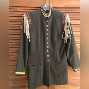 Double D Ranch Military Style Green Jacket with Gold Accents